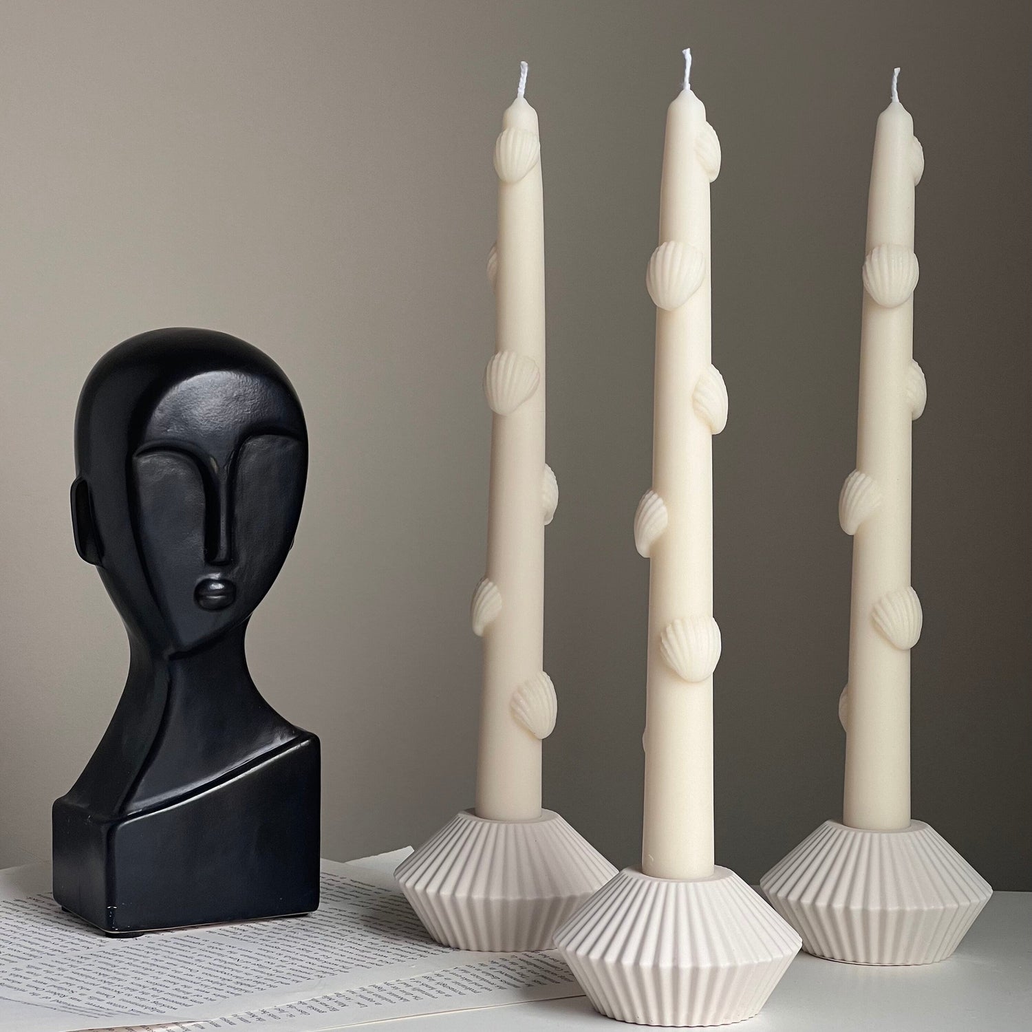 Ribbed Minimal Candlestick Holder-3