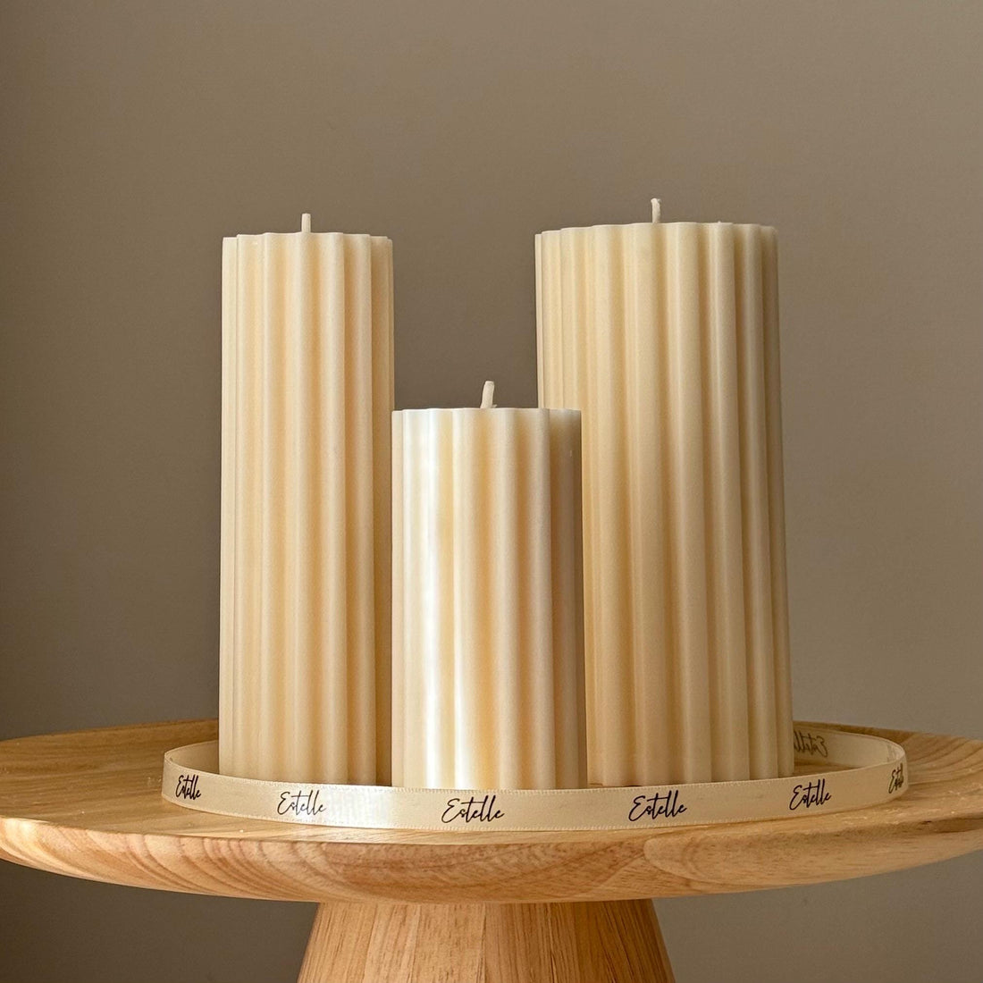 Ribbed Pillar Candle Trio-0