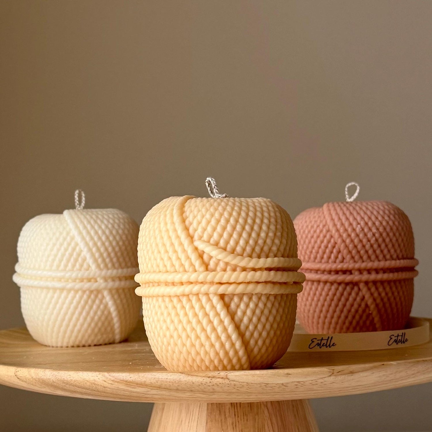 Knitting Wool Pillar Candle-0