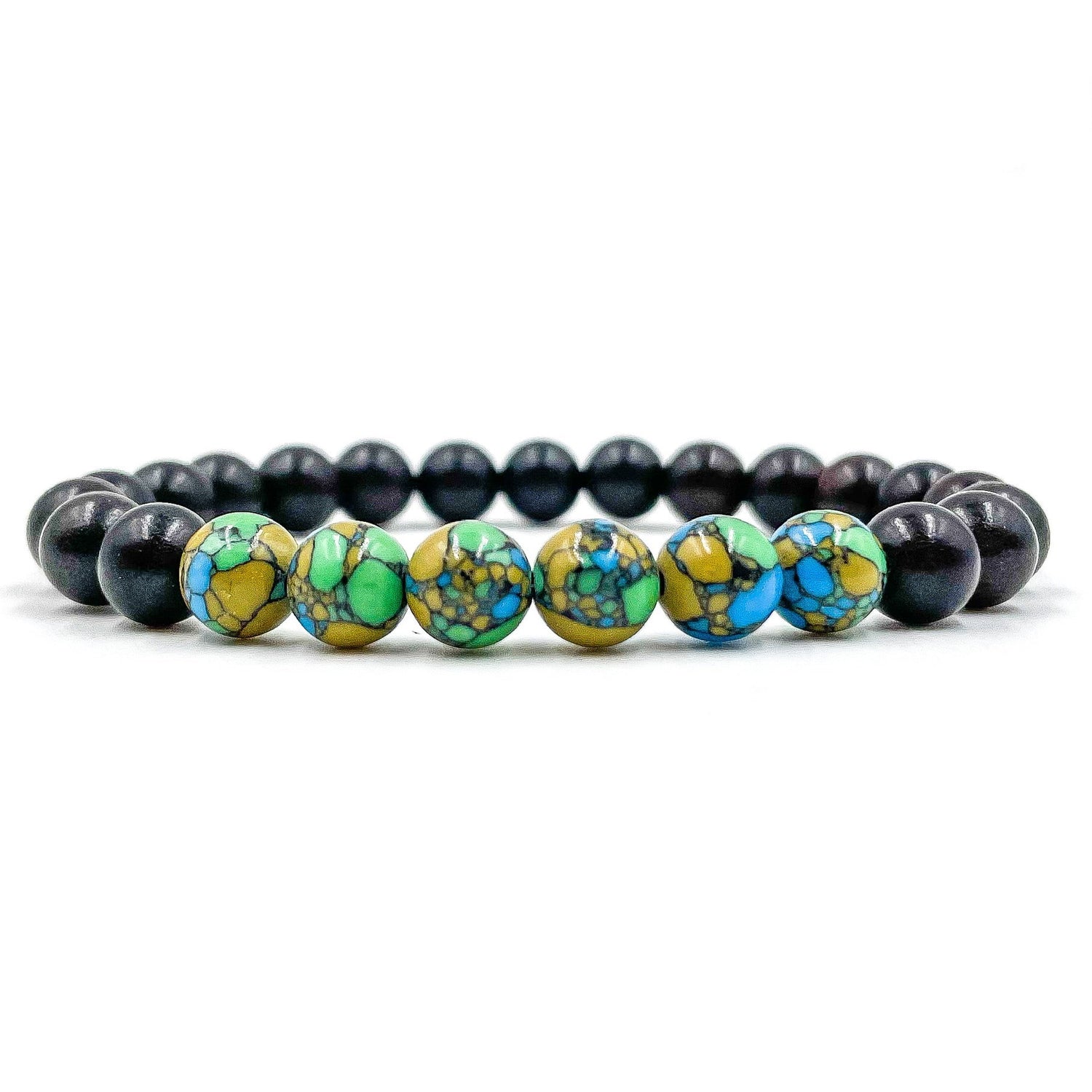 Grove - Multicolor Howlite &amp; Blackwood Mala Beaded Bracelet-3