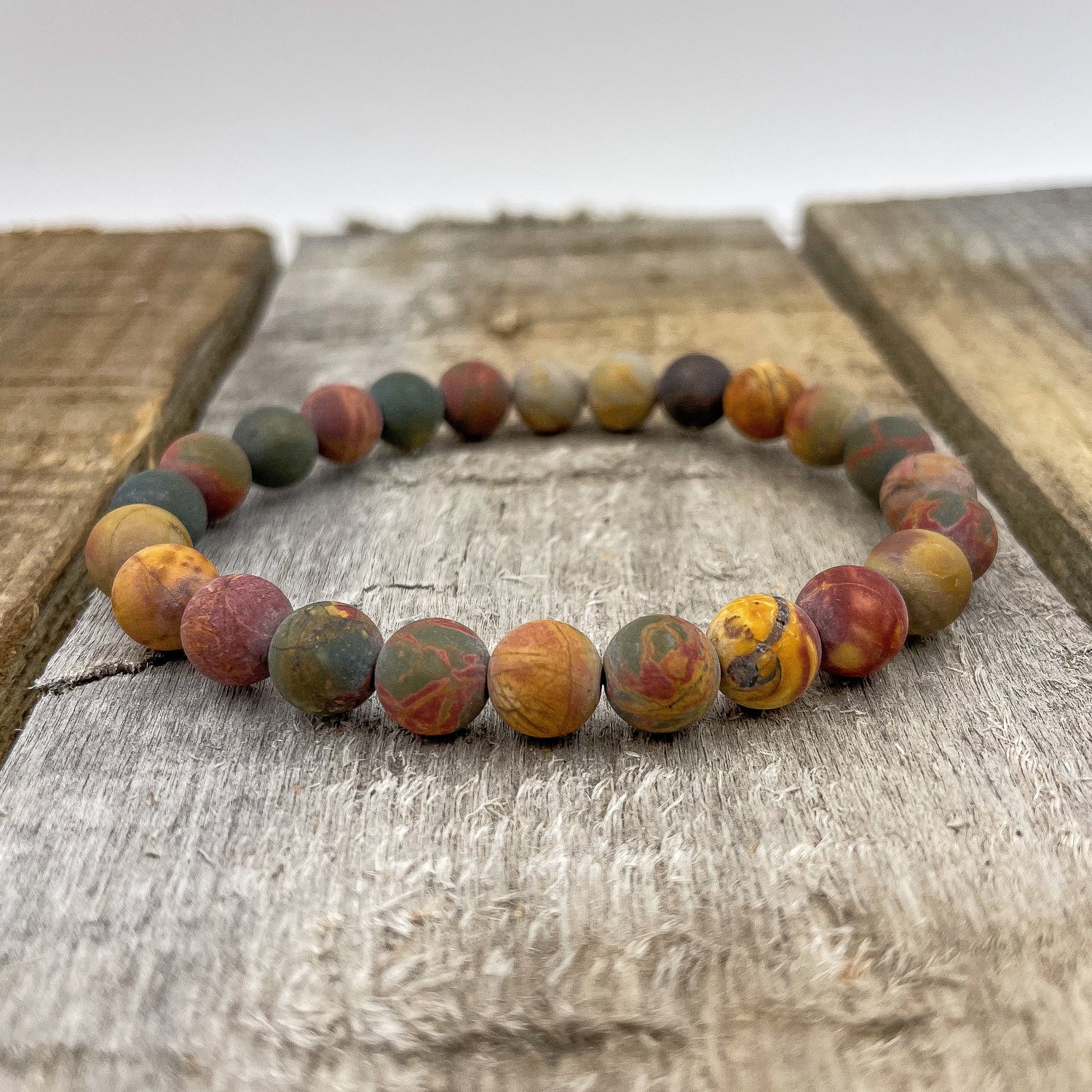 Union - Multicolor Picasso Jasper Gemstone Beaded Bracelet-2