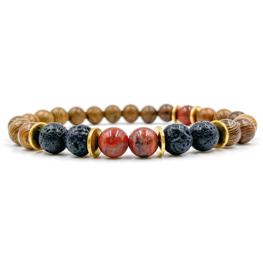 Central Premium - Red Jasper, Lava Rock, &amp; Zebrawood Mala Beaded Bracelet-0