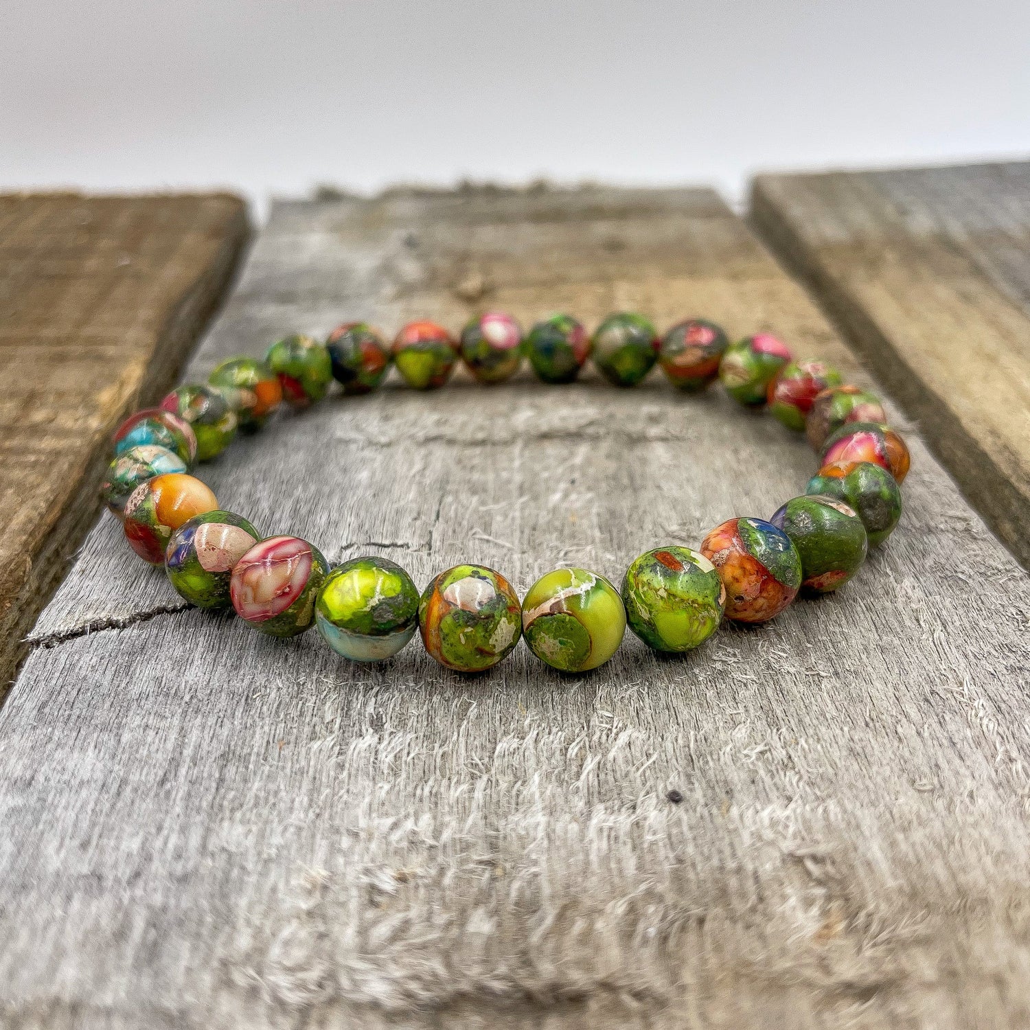 Union - Rainbow Imperial Jasper Gemstone Beaded Bracelet-2