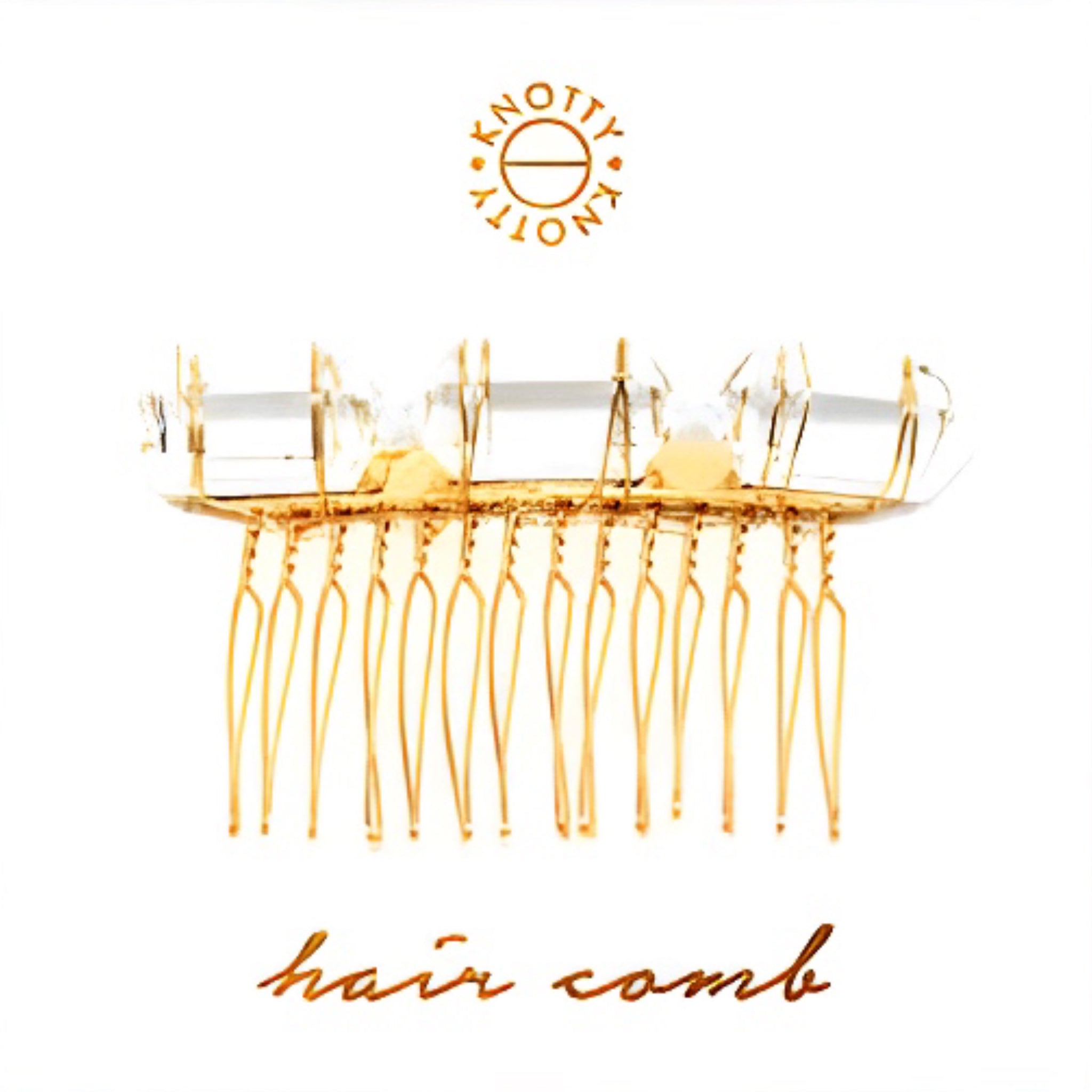 Crystal Quartz Hair Comb | Gold - HartCentered