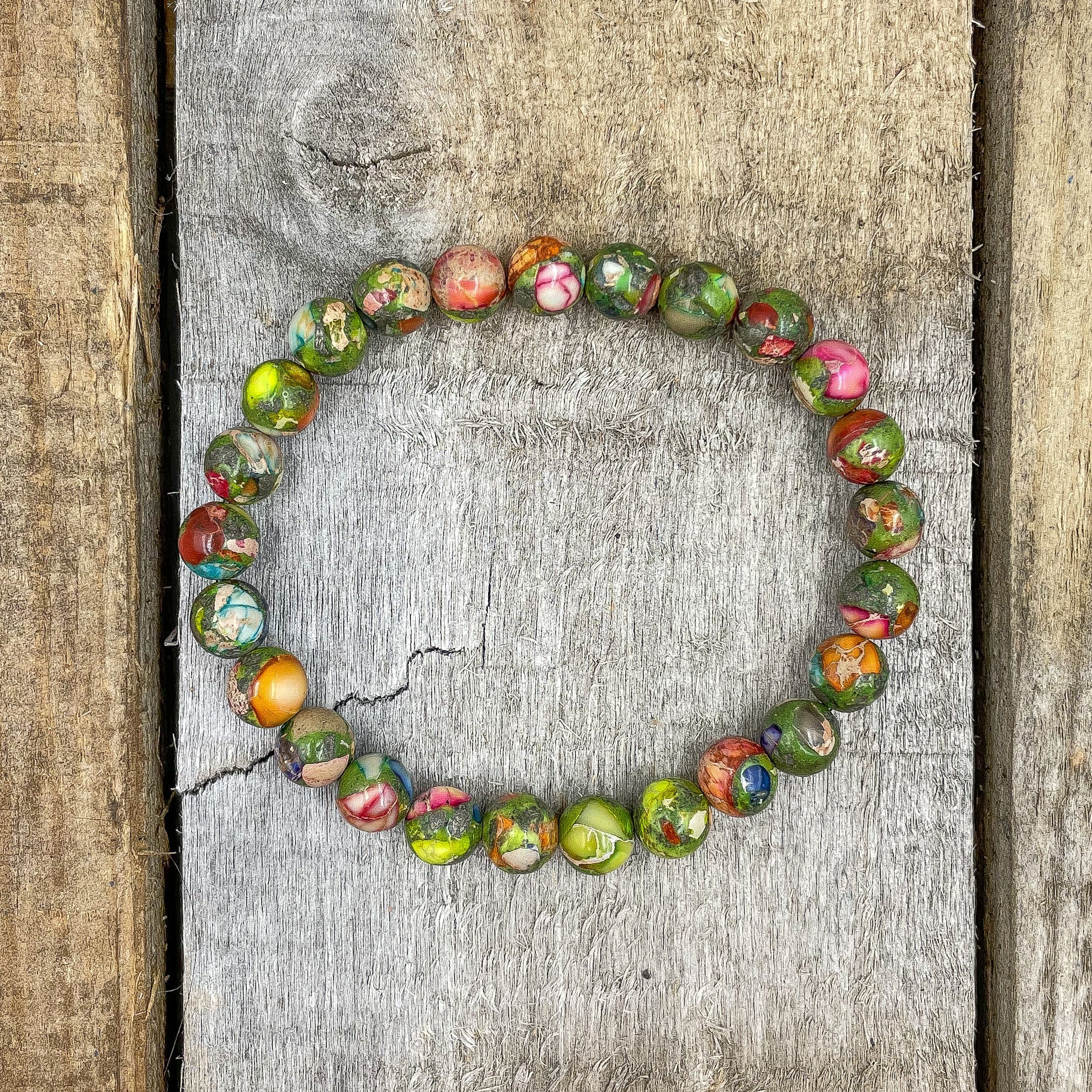 Union - Rainbow Imperial Jasper Gemstone Beaded Bracelet-3