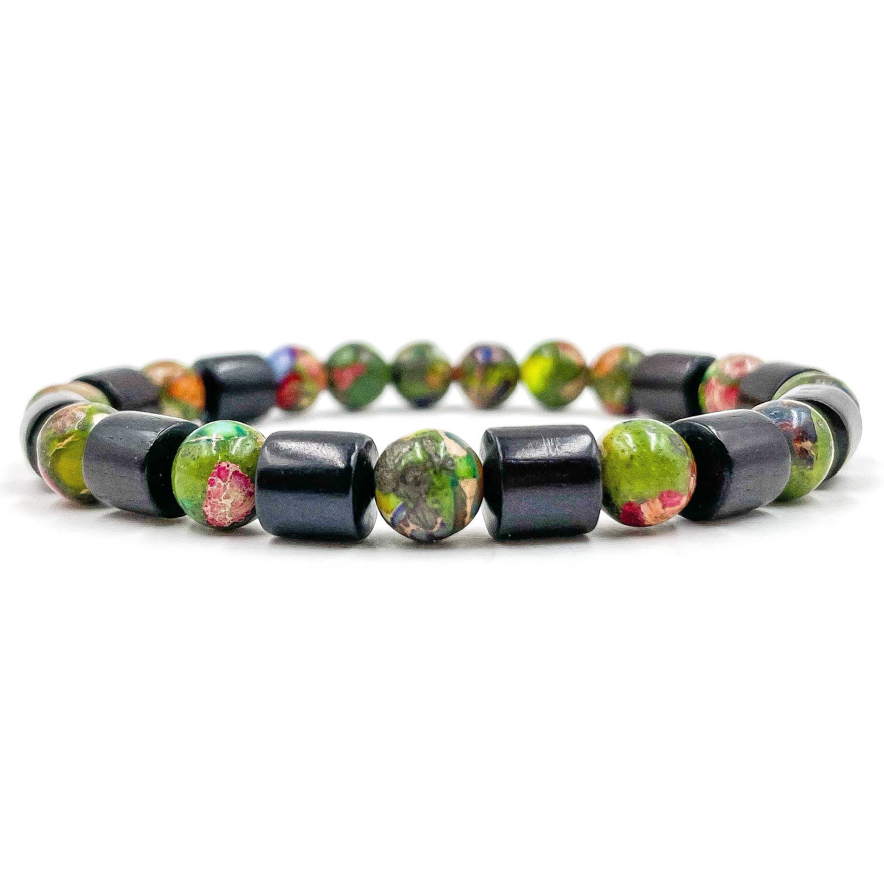 Henley - Imperial Rainbow Jasper &amp; Ebony Blackwood Mala Bracelet-0