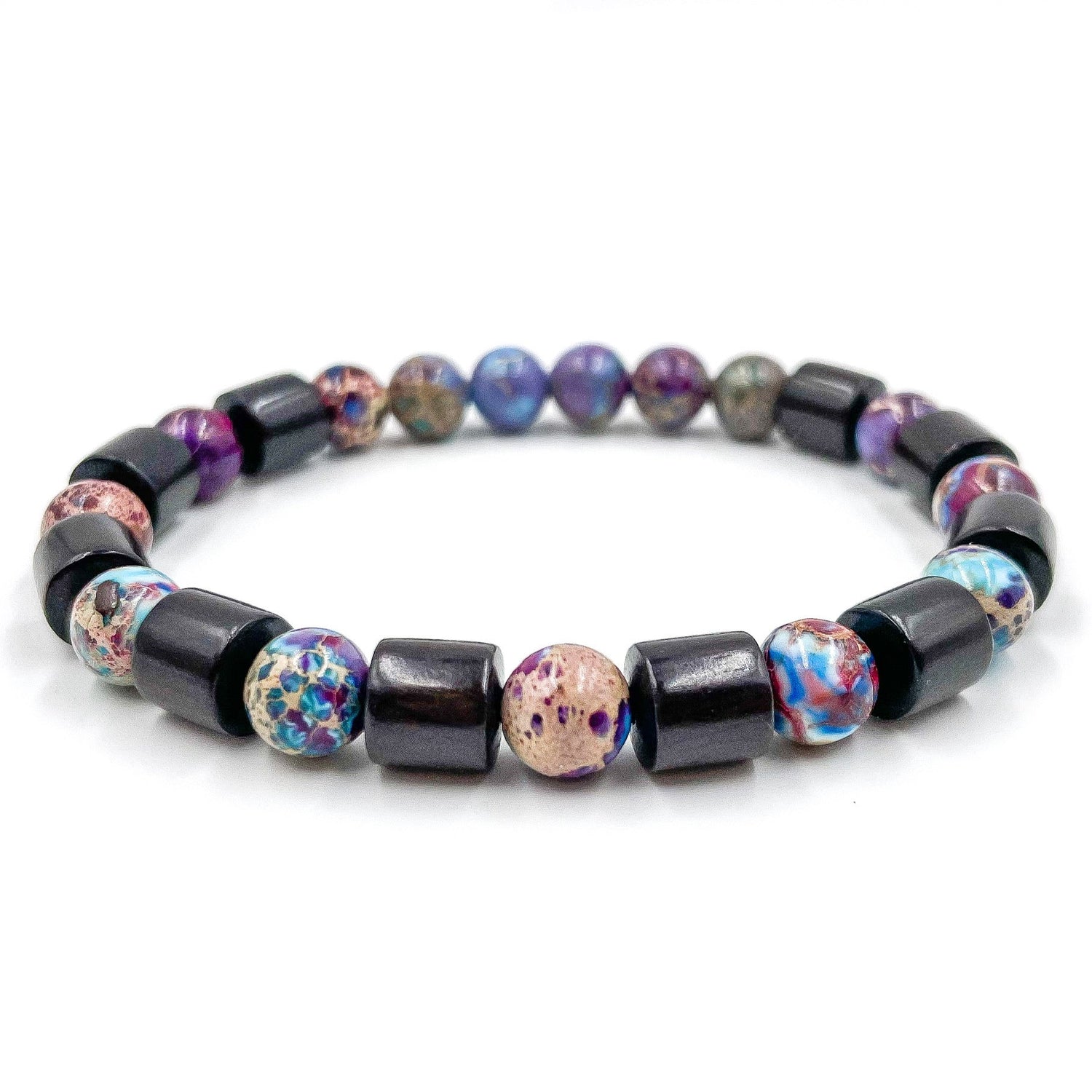 Henley - Imperial Galaxy Jasper &amp; Ebony Blackwood Mala Bracelet-1