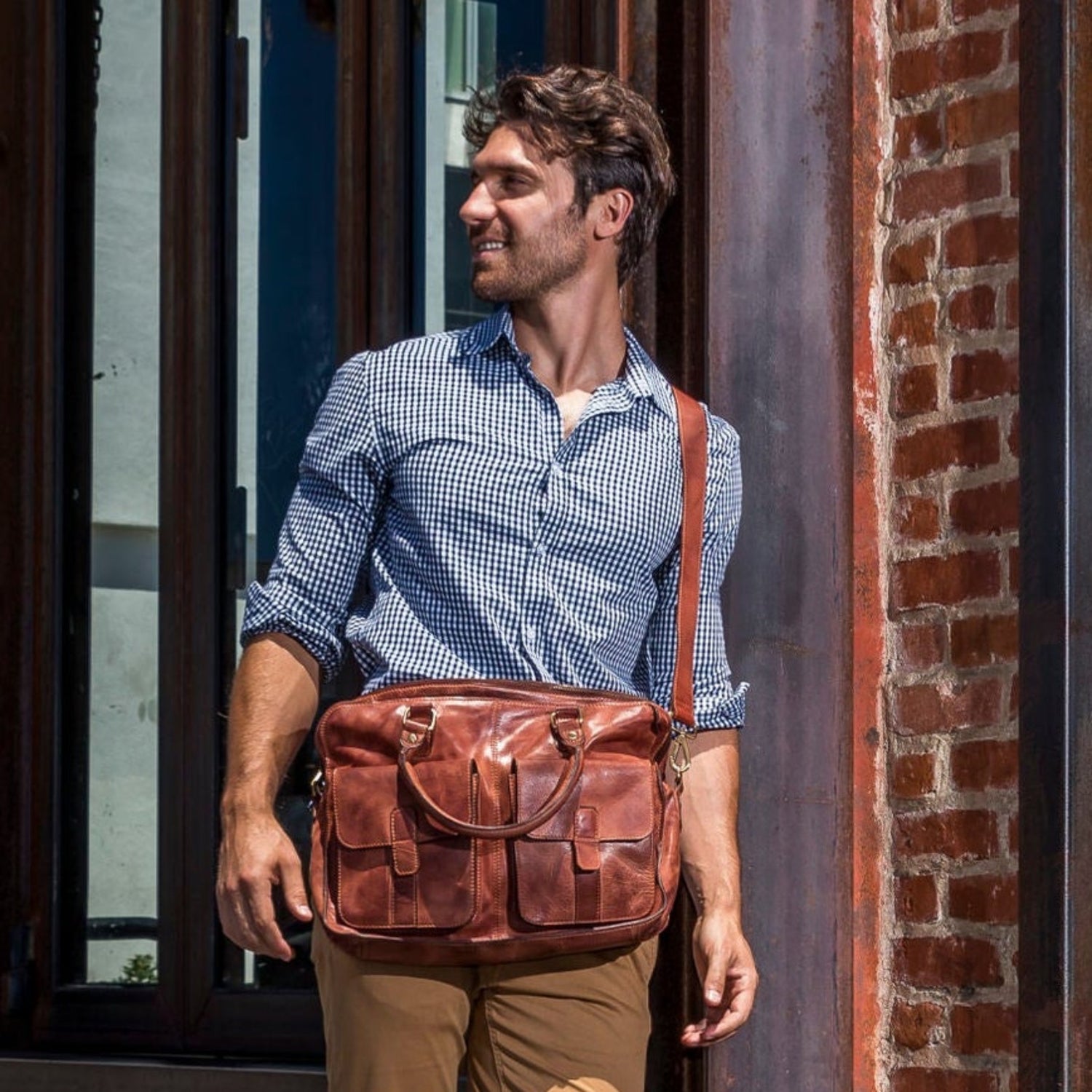 Commuter Briefcase | Genuine Washed Leather - HartCentered