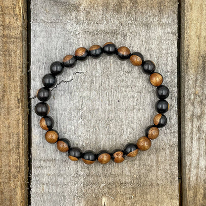 Union - Dual Black/Brown Sandalwood Mala Beaded Bracelet-3