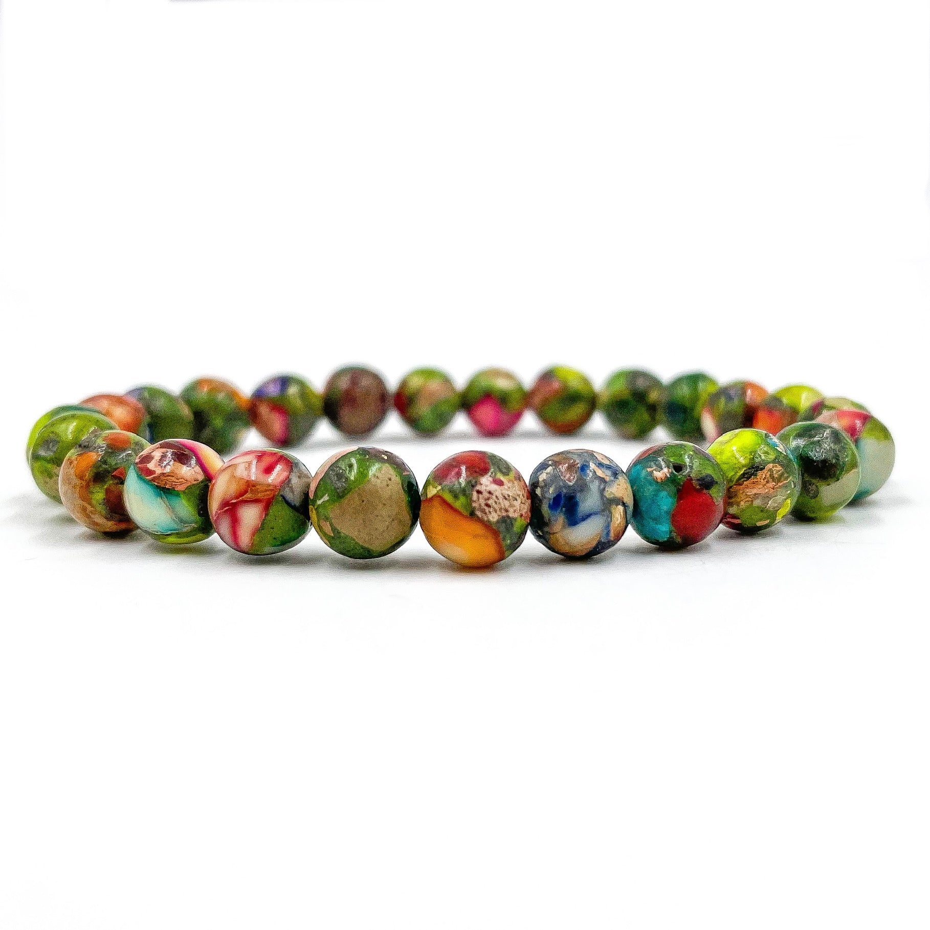 Union - Rainbow Imperial Jasper Gemstone Beaded Bracelet-0