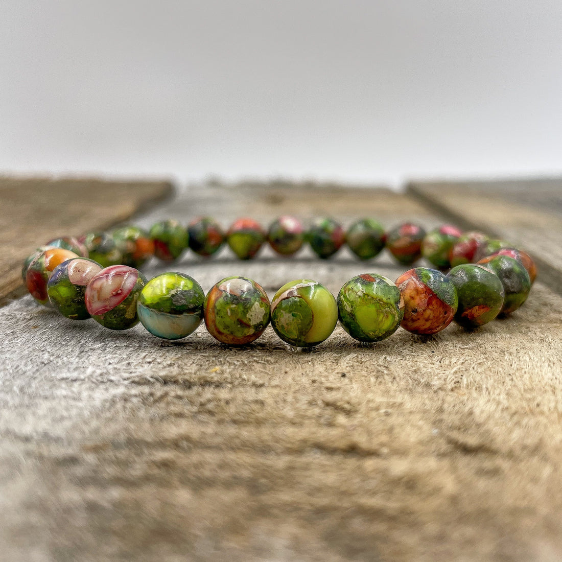 Union - Rainbow Imperial Jasper Gemstone Beaded Bracelet-1