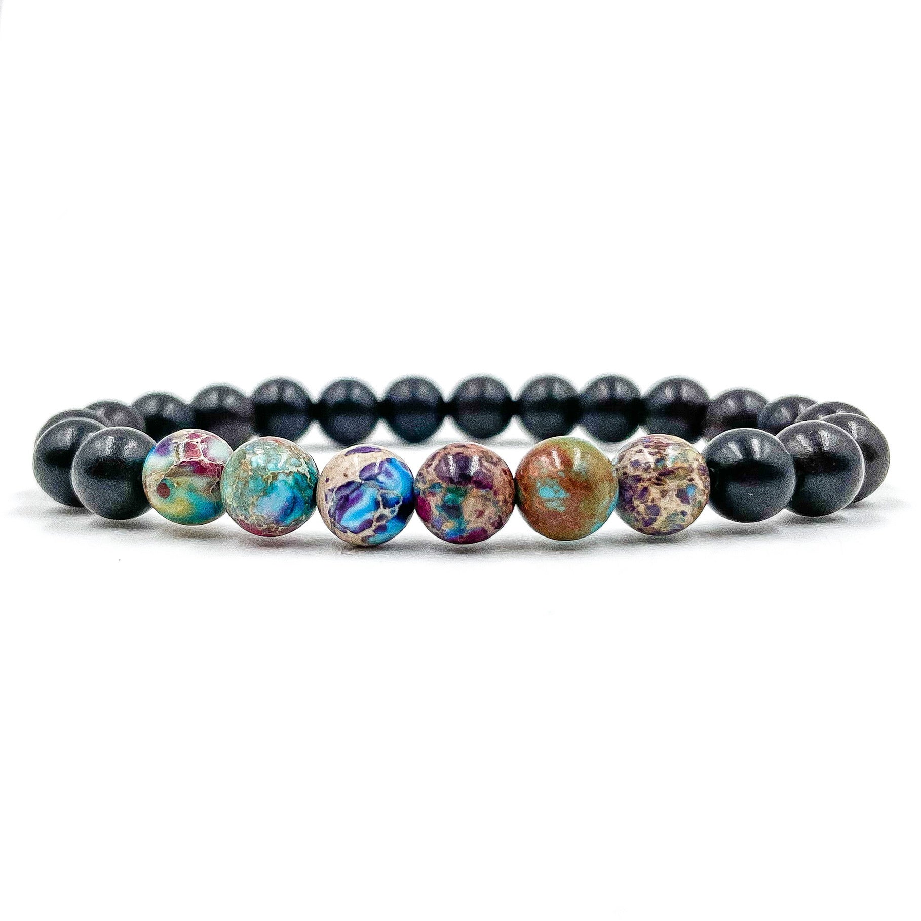 Grove - Galaxy Jasper &amp; Ebony Blackwood Mala Beaded Bracelet-0