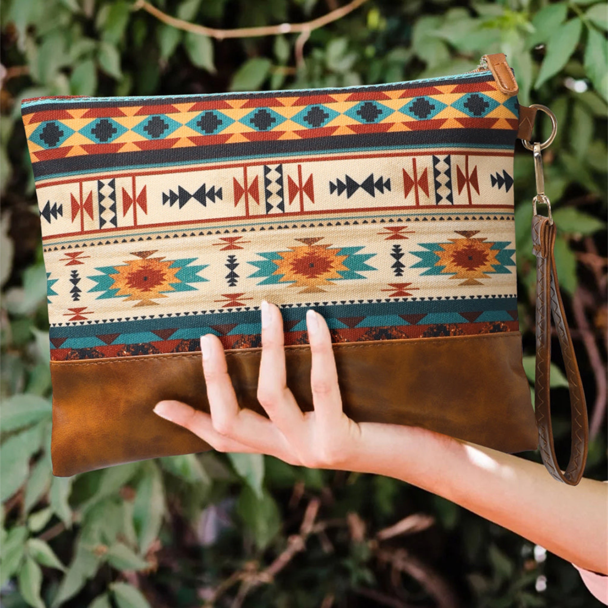 Multicolor Western Aztec Print Clutch / Handbag - HartCentered