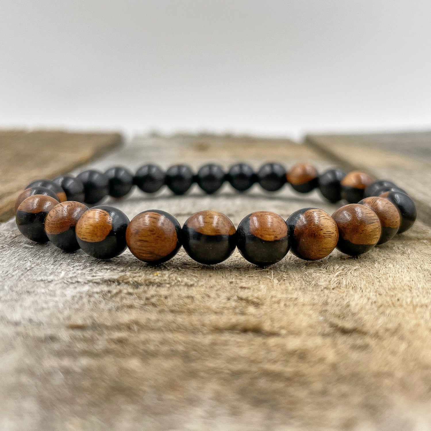 Union - Dual Black/Brown Sandalwood Mala Beaded Bracelet-1