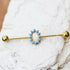 Gold Plated Halo White Synthetic Opal Industrial Barbell-0