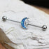 316L Stainless Steel Synthetic Opal Moon and Star Industrial Barbell-0