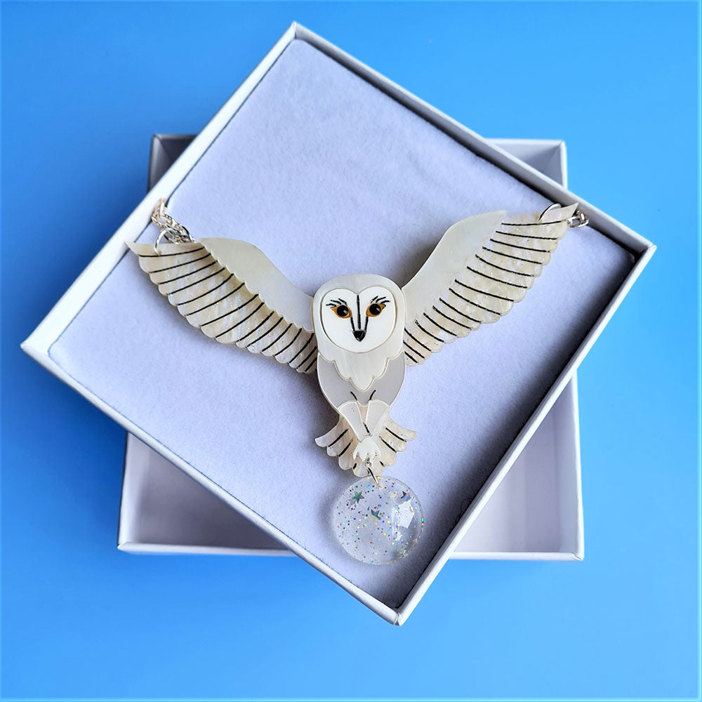 Jareth The White Barn Owl Brooch by Cherryloco Jewellery-2