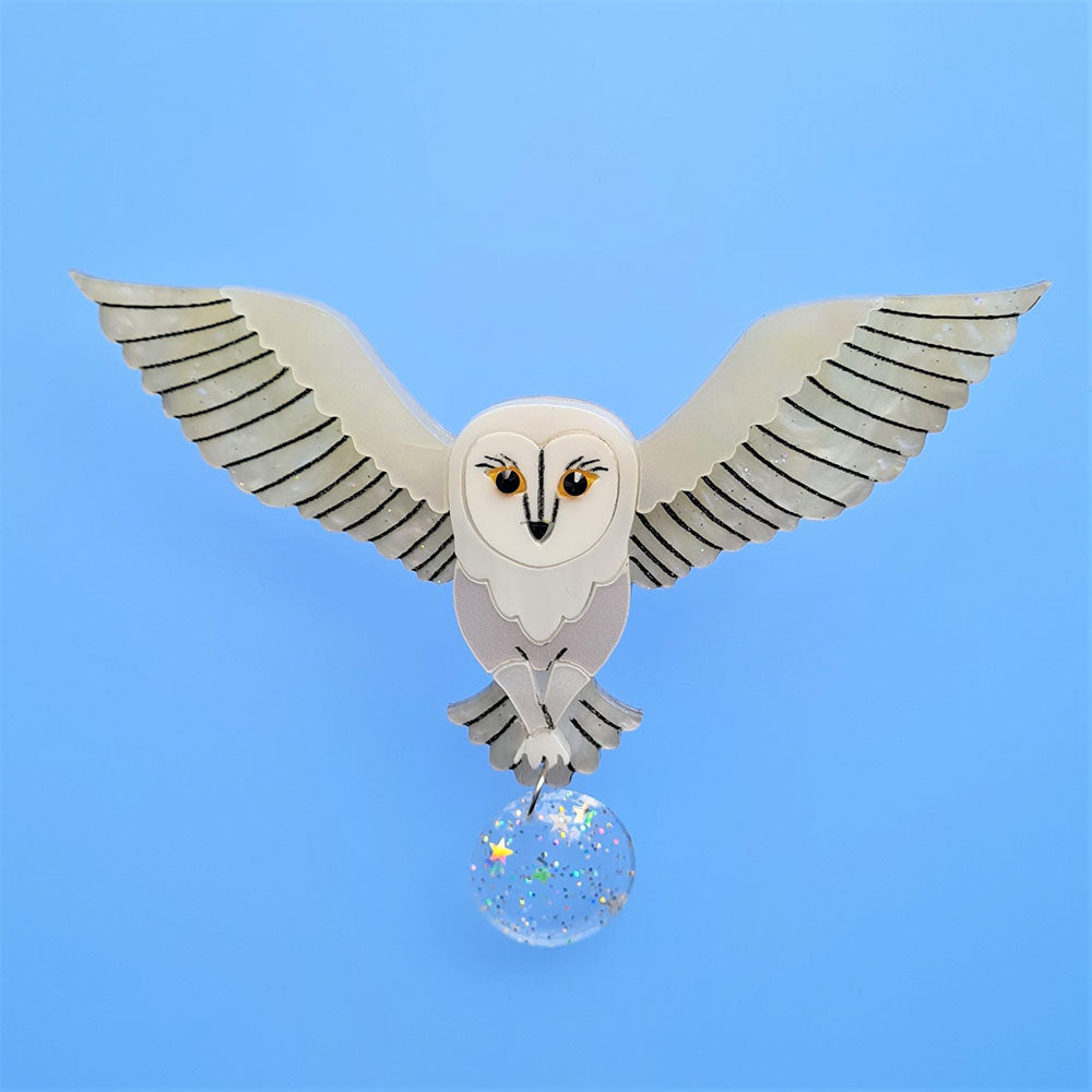 Jareth The White Barn Owl Brooch by Cherryloco Jewellery-1