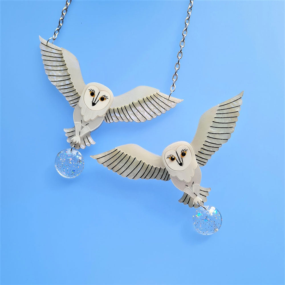 Jareth The White Barn Owl Brooch by Cherryloco Jewellery-4