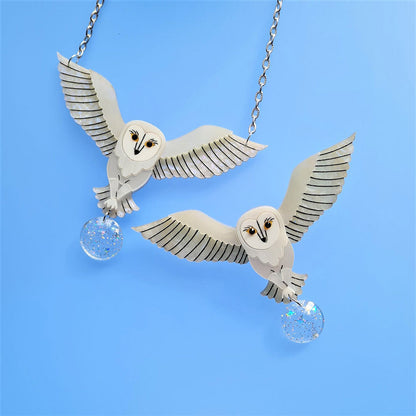 Jareth The White Barn Owl Brooch by Cherryloco Jewellery-4