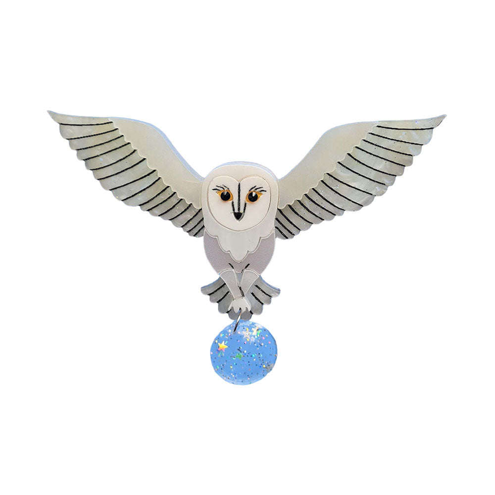 Jareth The White Barn Owl Brooch by Cherryloco Jewellery-0