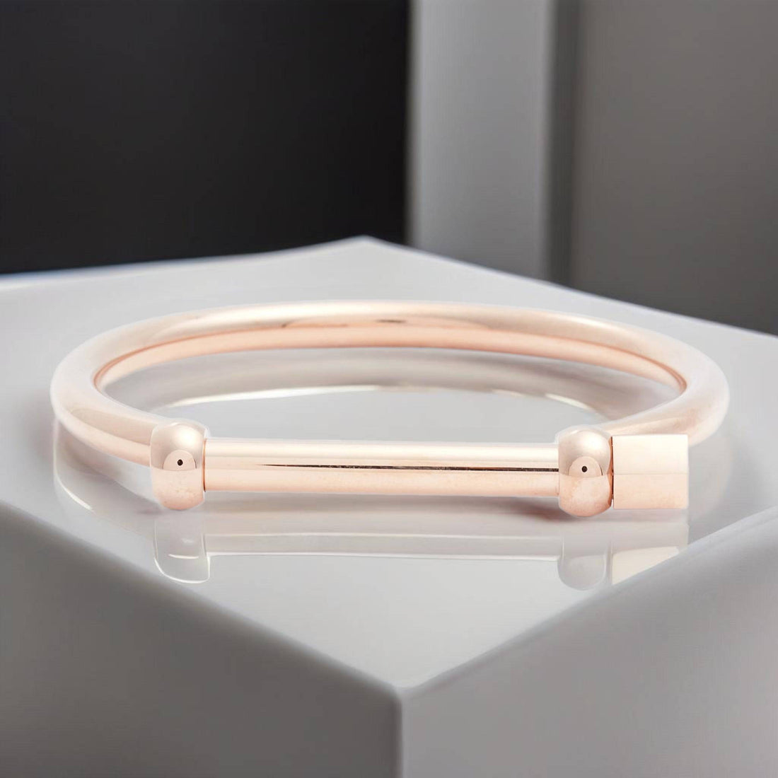 Turnlock Cuff Bangle | Rose Gold Stainless Steel