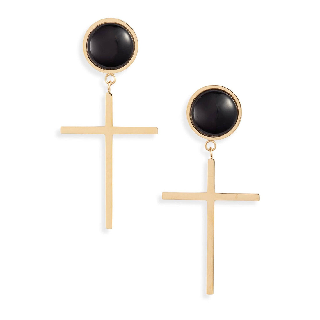 Gemstone Cross Drop Earrings | Stainless Steel | More Colors Available