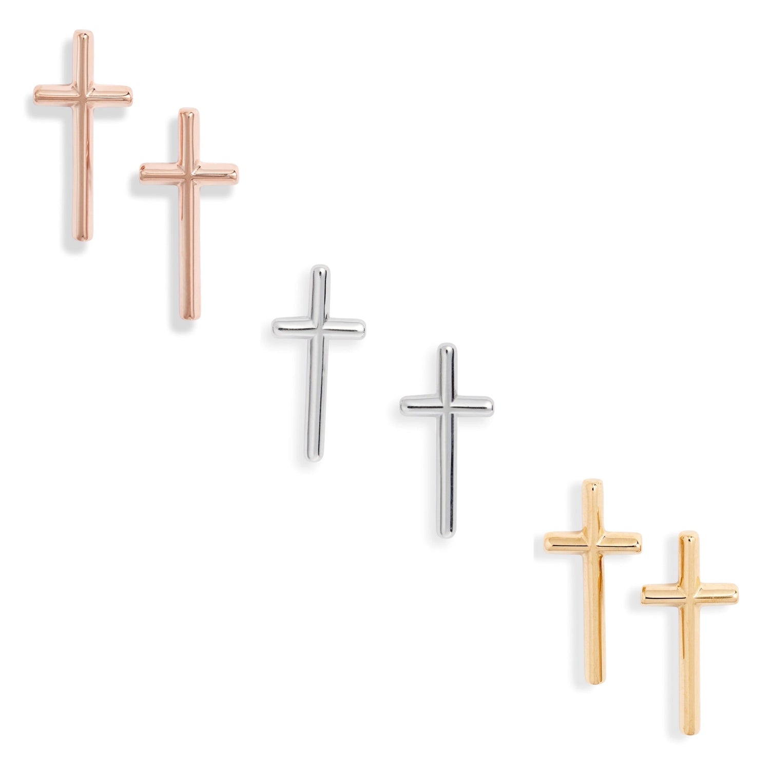 Cross Stud Earrings | Stainless Steel | More Colors Available