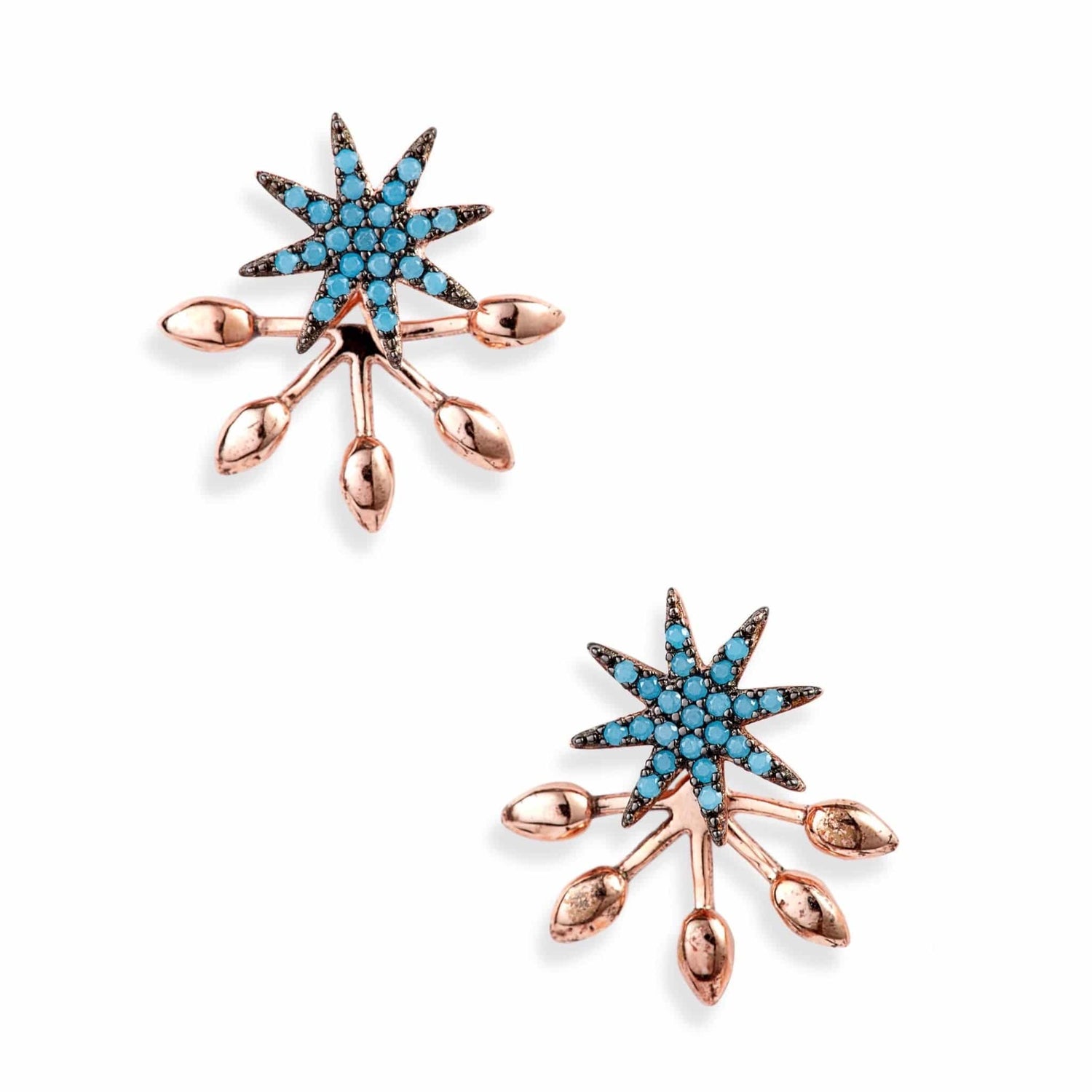 Turquoise Starburst Stud Earrings | Stainless Steel &amp; CZ | More Colors Available