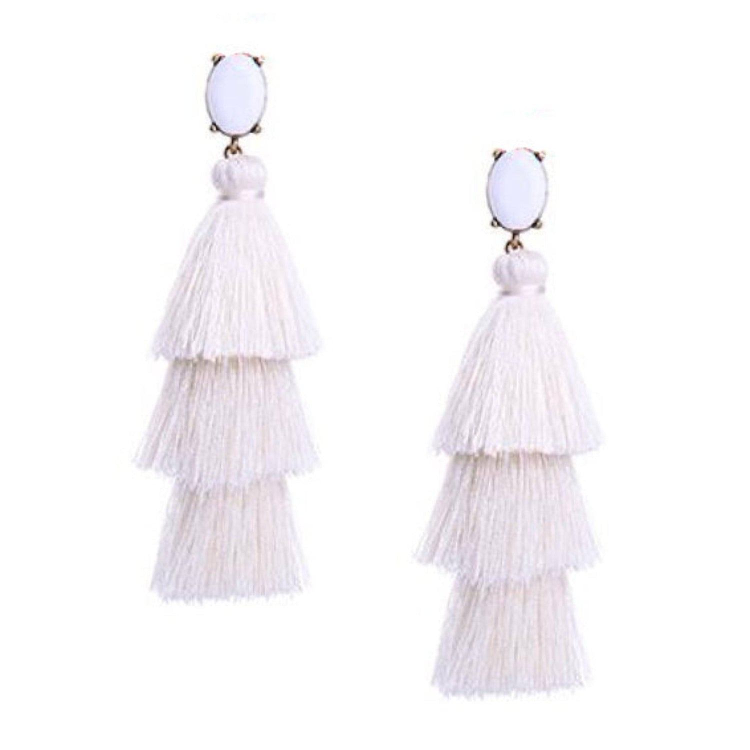 Crystal Layered Tassel Earrings | More Colors Available