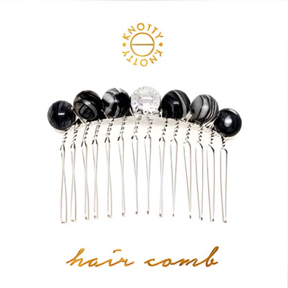 Tessa Hair Comb | Black Silk Stone/Rhodium