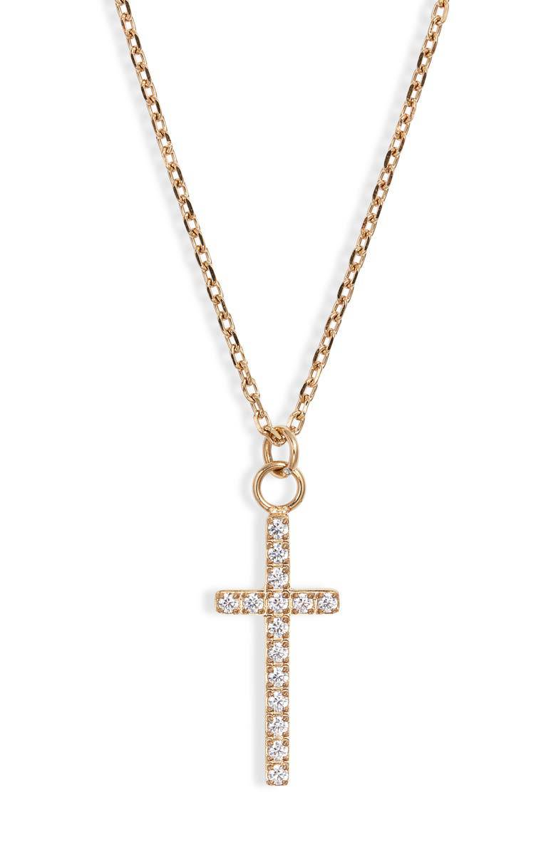 Crystal Cross Pendant Necklace | Stainless Steel &amp; CZ | More Colors Available