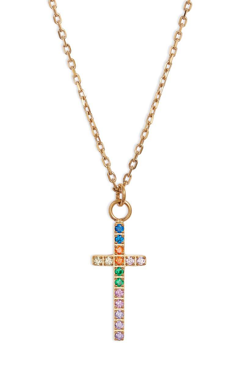 Crystal Cross Pendant Necklace | Stainless Steel &amp; CZ | More Colors Available