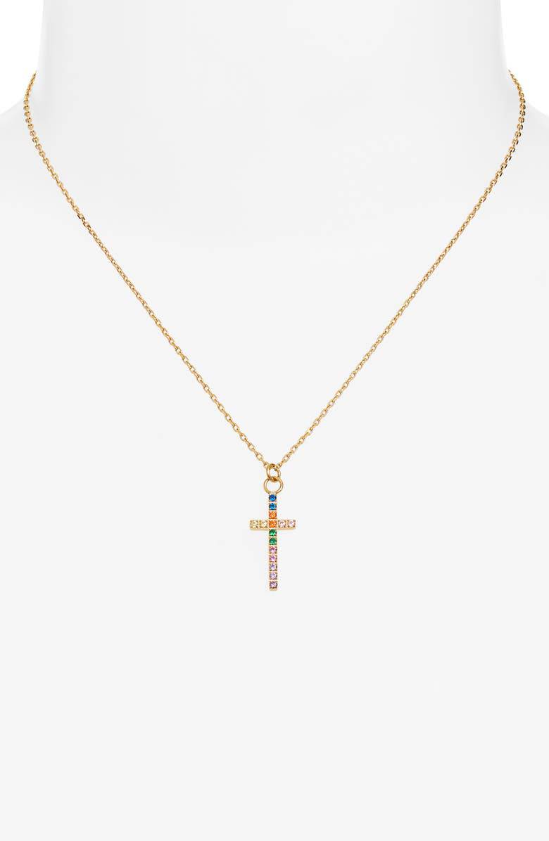 Crystal Cross Pendant Necklace | Stainless Steel &amp; CZ | More Colors Available