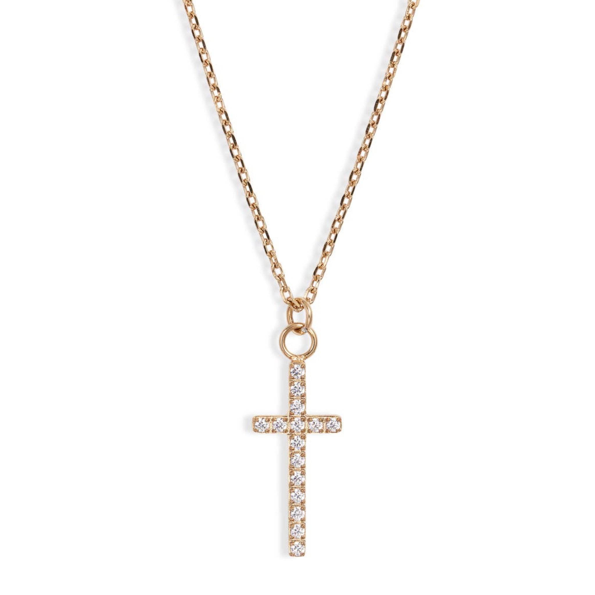 Crystal Cross Pendant Necklace | Stainless Steel &amp; CZ | More Colors Available