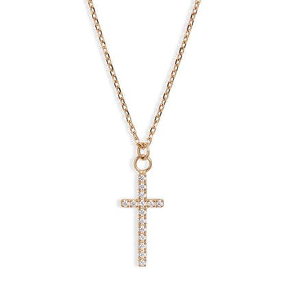 Crystal Cross Pendant Necklace | Stainless Steel &amp; CZ | More Colors Available