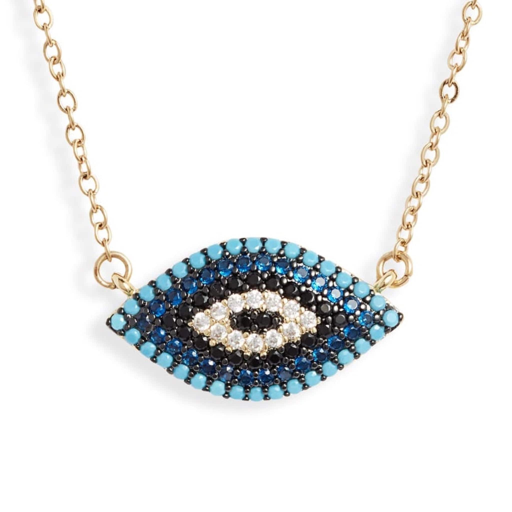 Pave Evil Eye Necklace | Gold-Tone Stainless Steel &amp; CZ