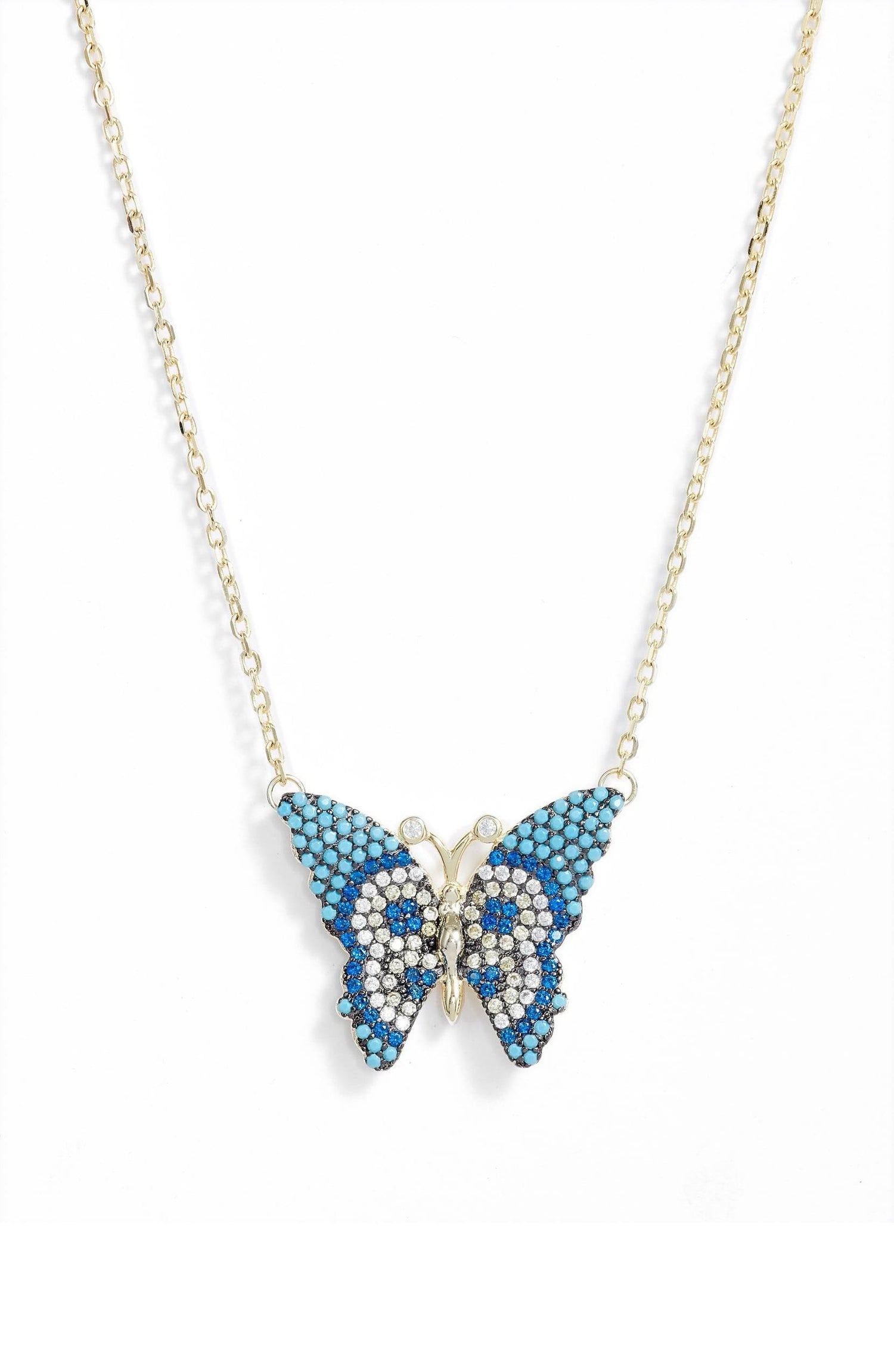 Butterfly Pave Charm Necklace | Gold-Toned Stainless Steel &amp; CZ