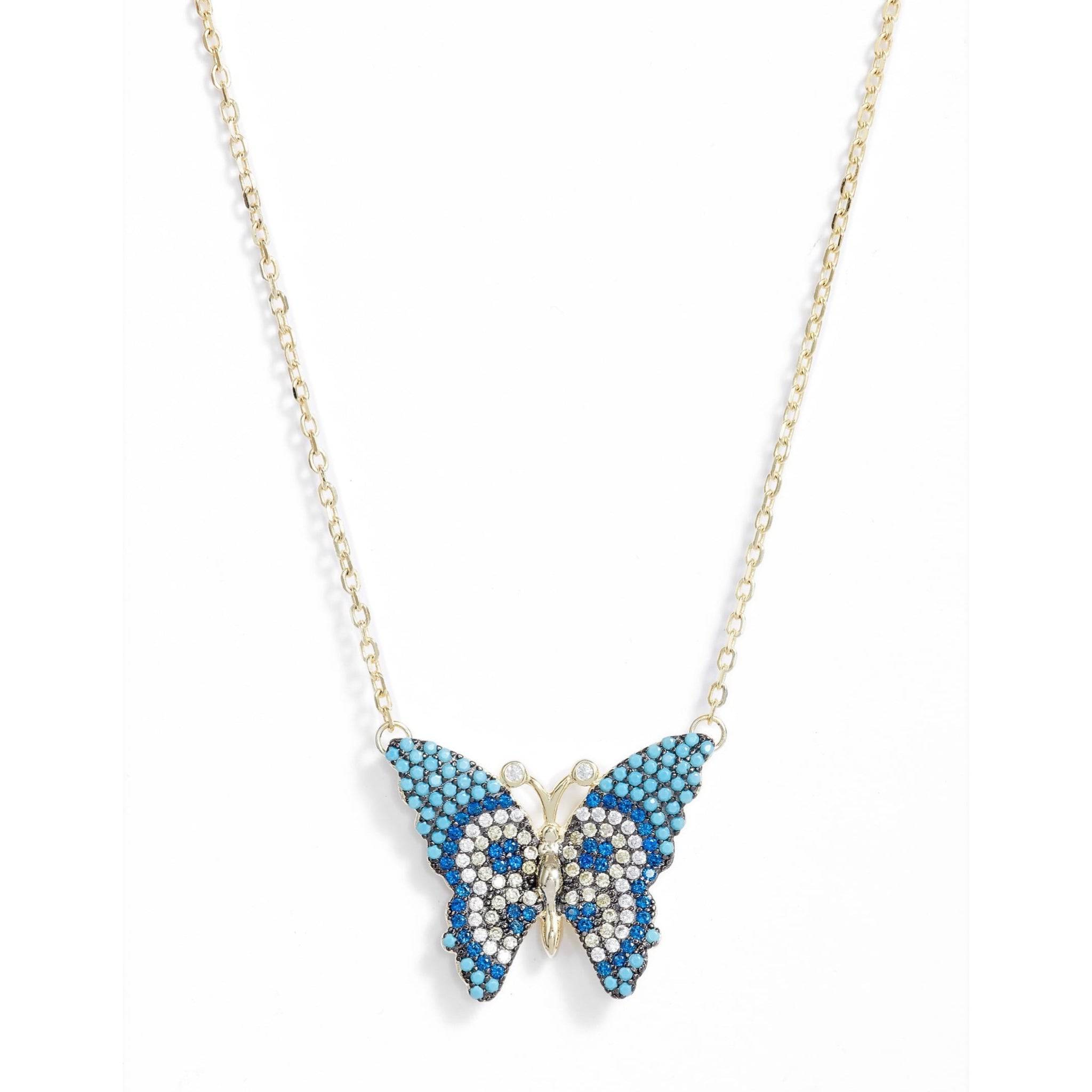 Butterfly Pave Charm Necklace | Gold-Toned Stainless Steel &amp; CZ