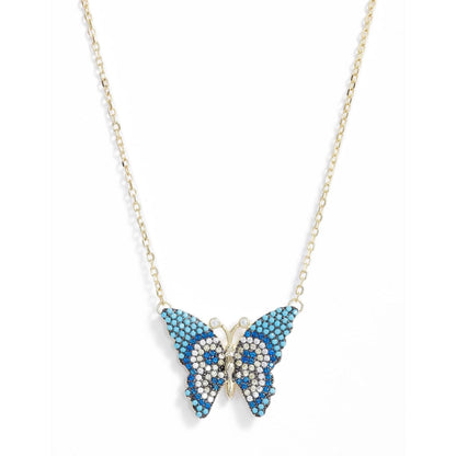 Butterfly Pave Charm Necklace | Gold-Toned Stainless Steel &amp; CZ