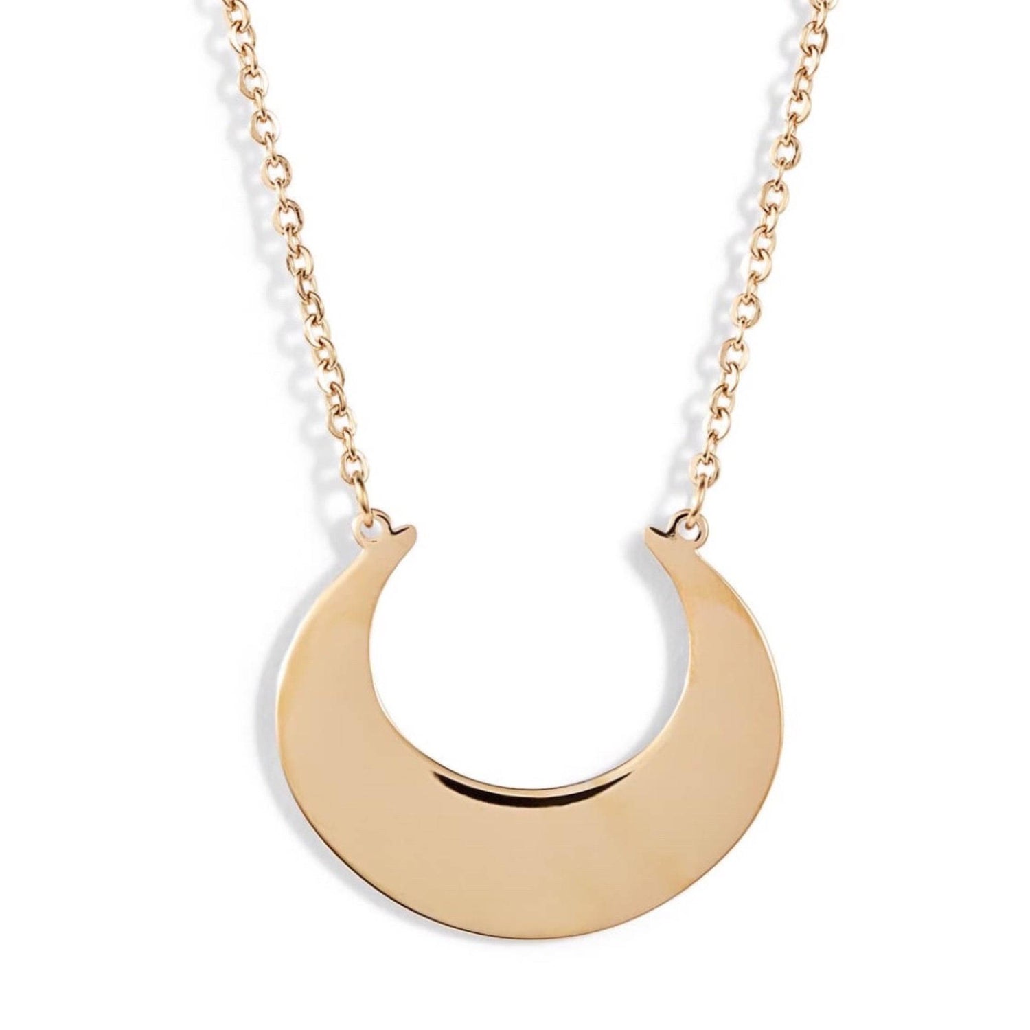 Gold Solid Crescent Focal Necklace | Stainless Steel