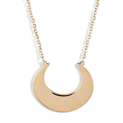 Gold Solid Crescent Focal Necklace | Stainless Steel