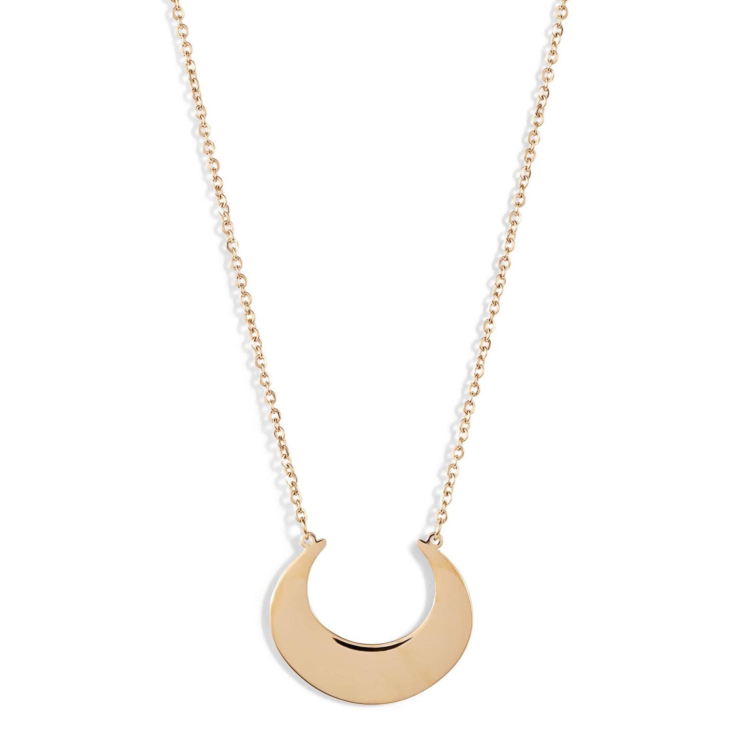 Gold Solid Crescent Focal Necklace | Stainless Steel