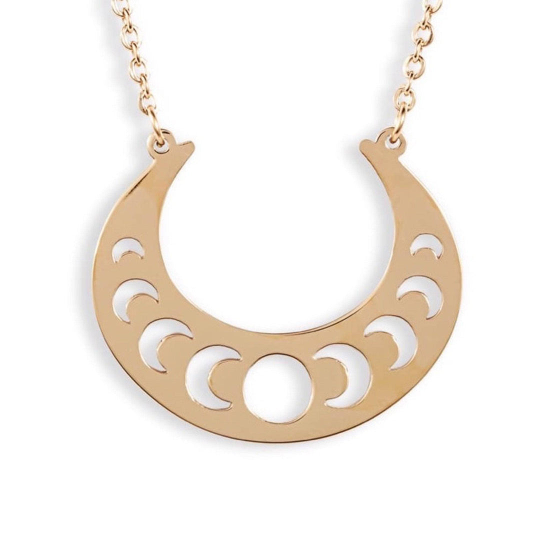 Open Crescent Focal Necklace | Gold Stainless Steel