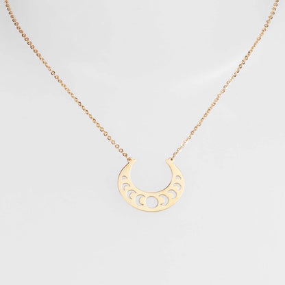 Open Crescent Focal Necklace | Gold Stainless Steel