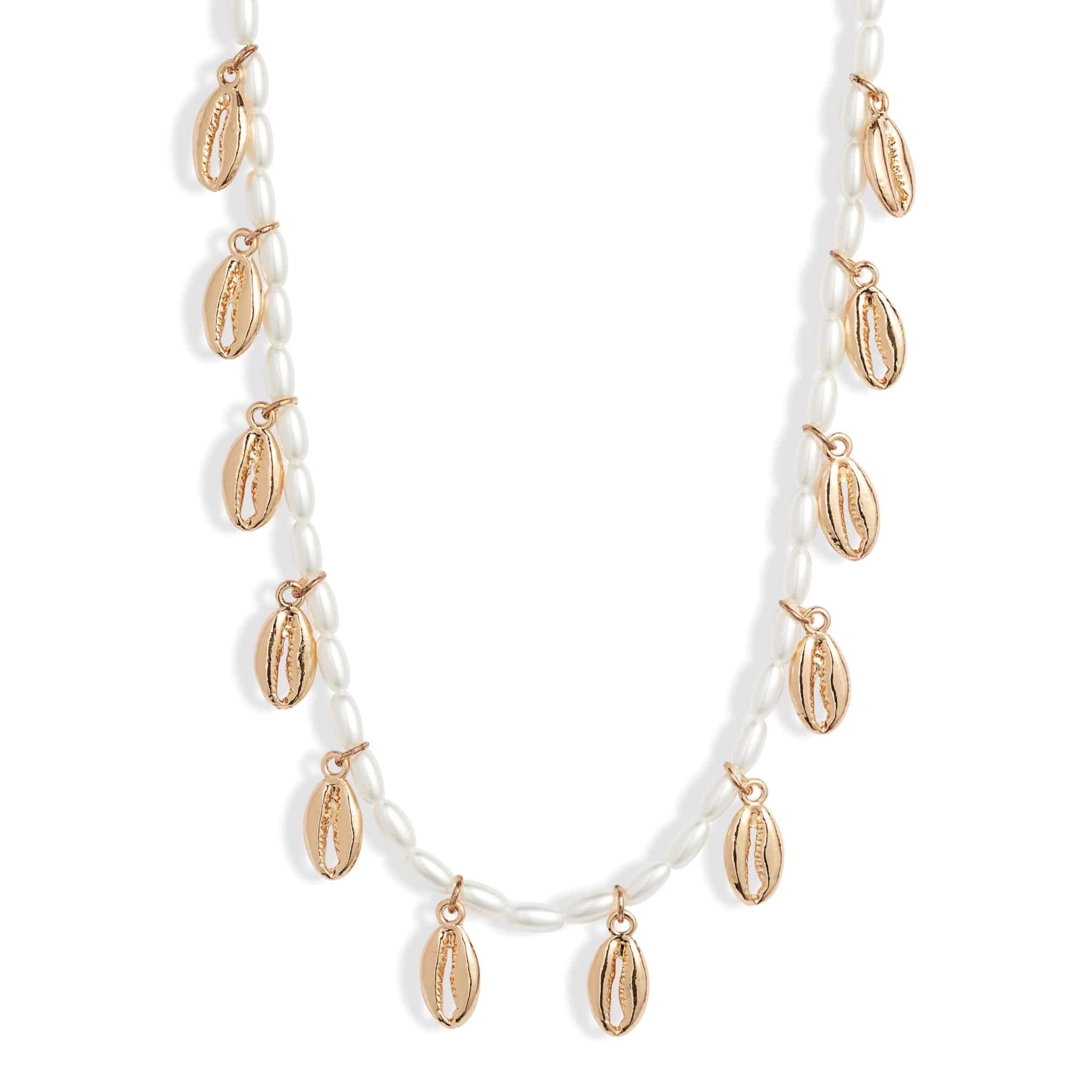 Pearl &amp; Shells Necklace | Gold-Tone Stainless Steel