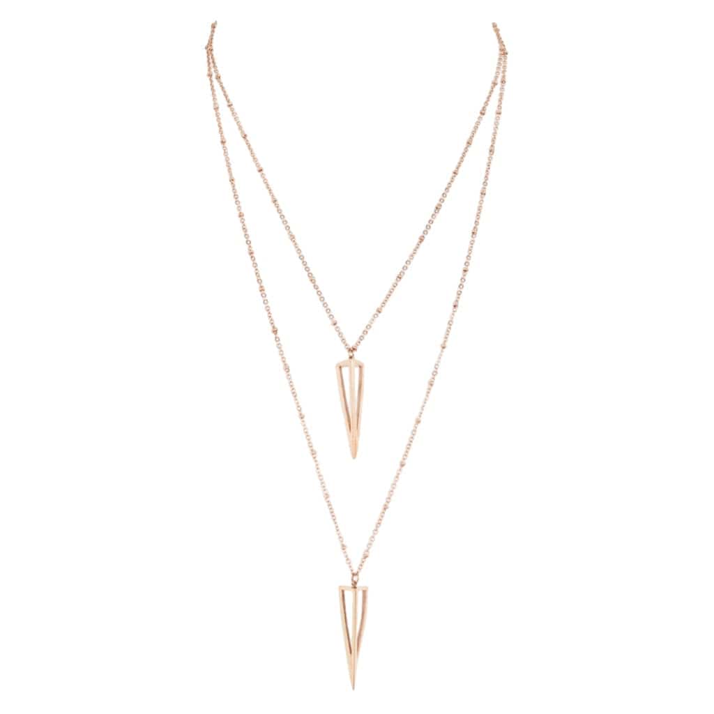 Polished Layered Pyramid Pendants Necklace | Gold-Tone Stainless Steel