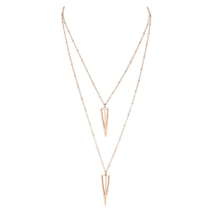 Polished Layered Pyramid Pendants Necklace | Gold-Tone Stainless Steel