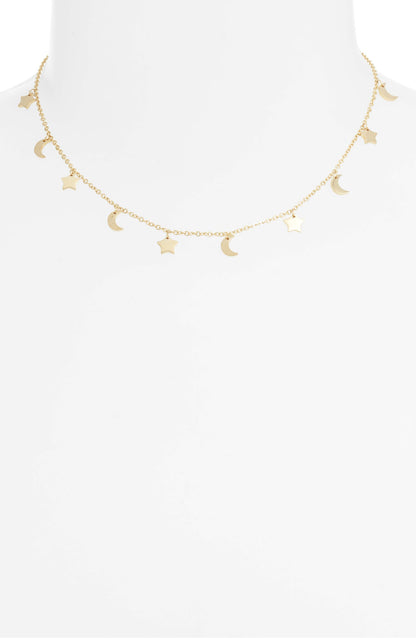 Sun, Moon, &amp; Stars Charm Necklace | Gold-Tone Stainless Steel