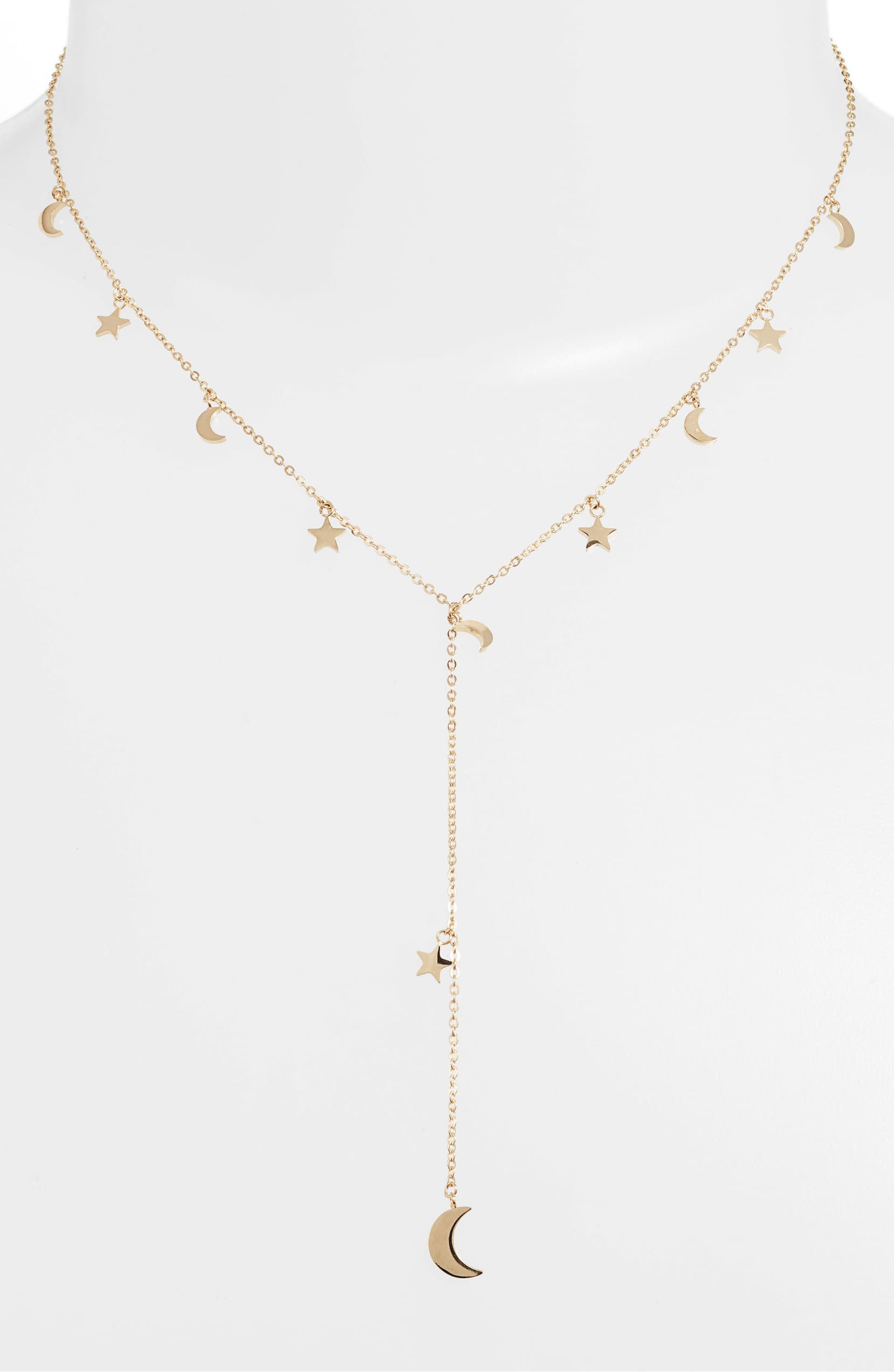 Sun, Moon, &amp; Stars Y-Necklace | Gold-Tone Stainless Steel